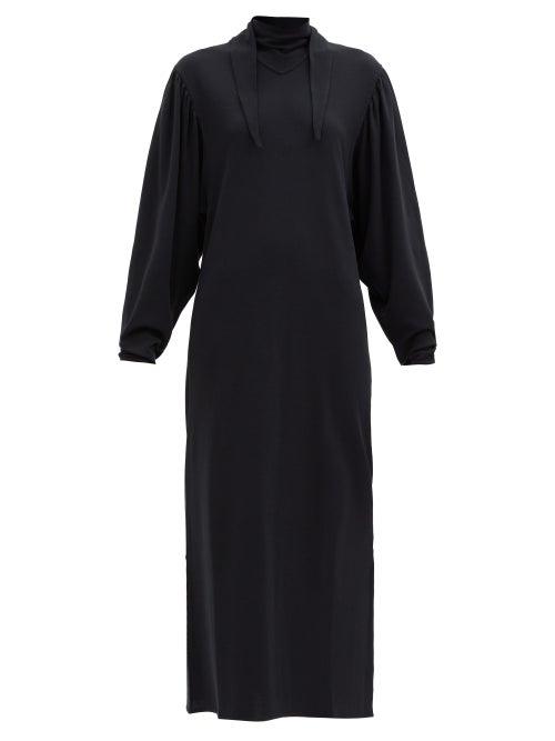 Matchesfashion.com Lemaire - Scarf-neck Cotton Midi Dress - Womens - Black