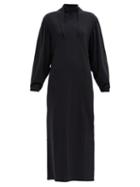 Matchesfashion.com Lemaire - Scarf-neck Cotton Midi Dress - Womens - Black