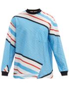 Matchesfashion.com Noma T.d. - Twisted-seam Long-sleeve Striped-jersey T-shirt - Mens - Light Blue