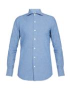 Matchesfashion.com Finamore 1925 - Spread Collar Cotton Shirt - Mens - Blue