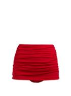 Matchesfashion.com Norma Kamali - Bill Ruched High Rise Bikini Briefs - Womens - Red