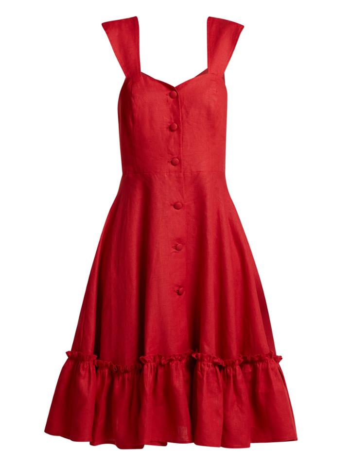 Gioia Bini Camilla Capped-sleeve Linen Dress