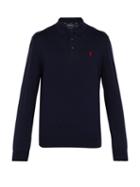 Matchesfashion.com Polo Ralph Lauren - Long Sleeve Cotton Jersey Polo T Shirt - Mens - Navy