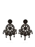Matchesfashion.com Oscar De La Renta - Dreamcatcher Beaded Drop Earrings - Womens - Black