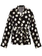 Matchesfashion.com Dolce & Gabbana - Polka Dot Tie Front Silk Jacket - Womens - Black White