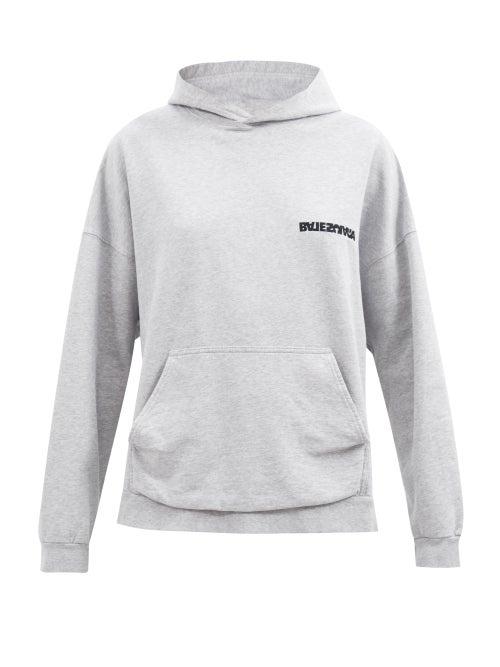 Balenciaga - Logo-embroidered Cotton-jersey Hooded Sweatshirt - Womens - Grey