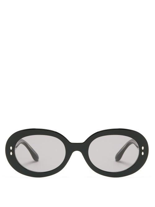 Matchesfashion.com Isabel Marant Eyewear - Trendy Oval Acetate Sunglasses - Womens - Black