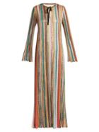 Matchesfashion.com Missoni - Striped Metallic Kaftan Dress - Womens - Nude Gold