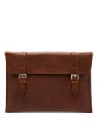 Matchesfashion.com Brunello Cucinelli - Logo Embossed Grained Leather Pouch - Mens - Brown