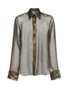 Matchesfashion.com Ann Demeulemeester - Oversized Cutout Metallic Silk-organza Shirt - Womens - Khaki