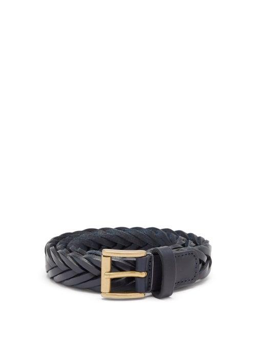 Mens Accessories Anderson's - Braided-leather Belt - Mens - Navy