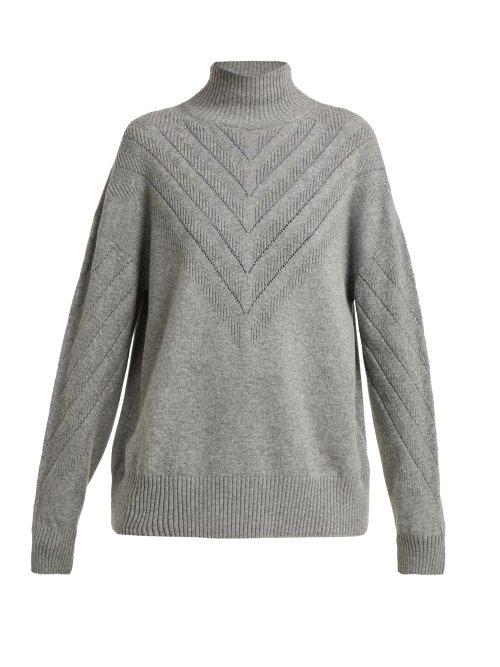 Matchesfashion.com Barrie - Harmony Chevron Cashmere Sweater - Womens - Grey
