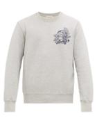 Matchesfashion.com Alexander Mcqueen - Skull-embroidered Cotton-jersey Sweatshirt - Mens - Light Grey