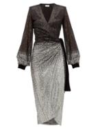 Matchesfashion.com Raquel Diniz - Jade Dgrad Sequinned Wrap Dress - Womens - Black Silver