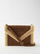 Saint Laurent - Gaby Shearling And Quilted-suede Shoulder Bag - Womens - Tan White