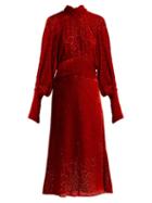 Matchesfashion.com Petar Petrov - Daphne Tie Neck Devor Dress - Womens - Red Multi
