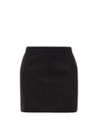 Matchesfashion.com Saint Laurent - Pinstriped Wool Twill Mini Skirt - Womens - Black White