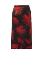 Matchesfashion.com No. 21 - Floral Print Satin Pencil Skirt - Womens - Black Red