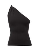 Ladies Rtw Galvan - Persephone Twisted One-shoulder Knitted Jersey Top - Womens - Black