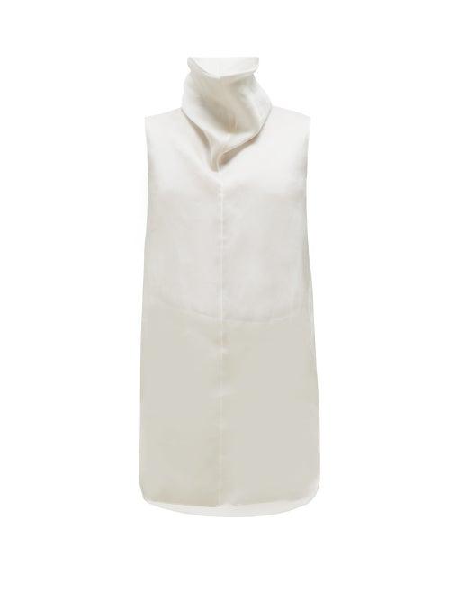 Matchesfashion.com The Row - Mora Roll Neck Organza Tunic Top - Womens - White