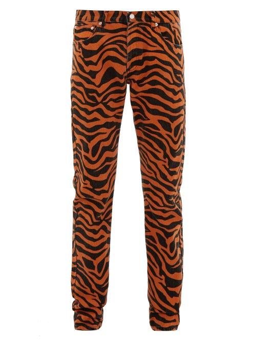Matchesfashion.com Noon Goons - Tiger Print Cotton Jeans - Mens - Orange