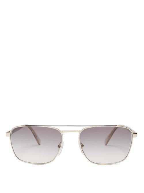 Matchesfashion.com Prada Eyewear - Aviator Metal Sunglasses - Mens - Gold