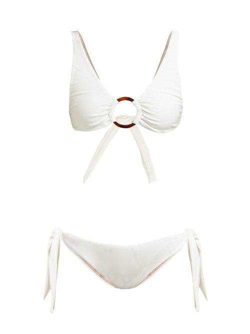 Matchesfashion.com Adriana Degreas - Ruched Hoop Bikini - Womens - White