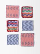 Pippa Holt - Set Of Six Mismatched Cotton Coasters - Womens - Multi