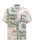 Mens Basics Desmond & Dempsey - Lamba-print Organic-linen Shirt - Mens - Multi