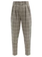 Matchesfashion.com Isabel Marant - Oceyo Pleated Prince Of Wales-check Twill Trousers - Womens - Grey