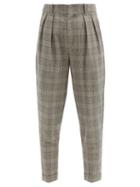 Matchesfashion.com Isabel Marant - Oceyo Pleated Prince Of Wales-check Twill Trousers - Womens - Grey