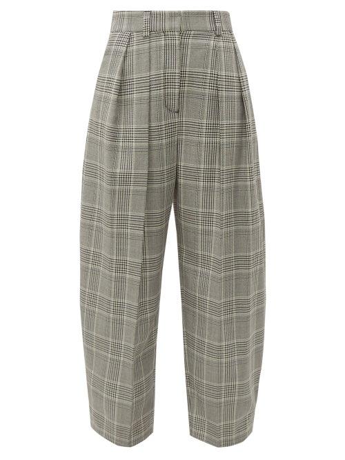 Matchesfashion.com See By Chlo - High Rise Check Print Tapered Trousers - Womens - Grey
