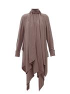 Fendi - Tie-neck Handkerchief-hem Silk-georgette Blouse - Womens - Grey