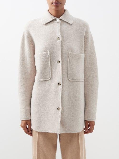 Allude - Point-collar Wool-blend Overshirt - Womens - Beige