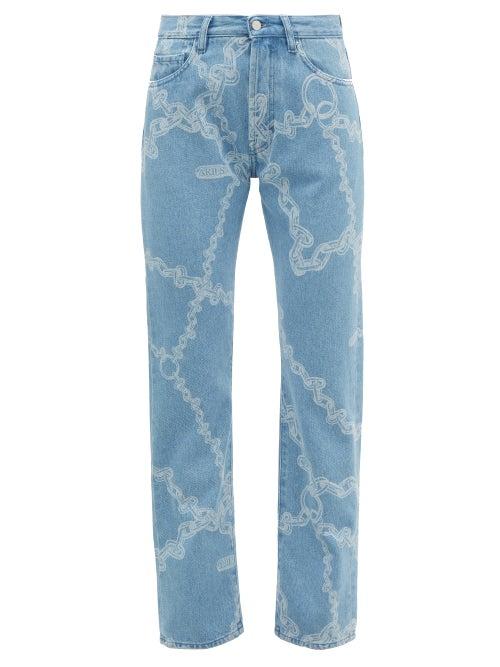 Matchesfashion.com Aries - Lilly Chain Print Straight Leg Jeans - Womens - Denim