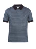 Matchesfashion.com Brioni - Striped Cotton And Silk Blend Piqu Polo Shirt - Mens - Blue Stripe