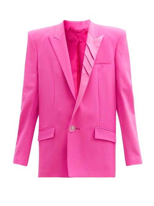 Matchesfashion.com The Attico - Padded-shoulder Single-breasted Wool-blend Jacket - Womens - Fuchsia