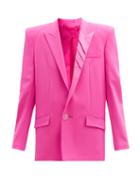 Matchesfashion.com The Attico - Padded-shoulder Single-breasted Wool-blend Jacket - Womens - Fuchsia