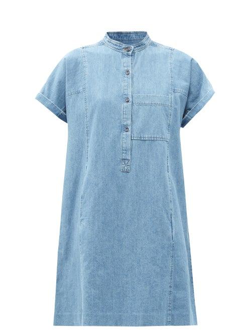 Matchesfashion.com A.p.c. - Temple Buttoned Denim Mini Dress - Womens - Light Blue