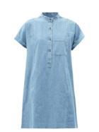 Matchesfashion.com A.p.c. - Temple Buttoned Denim Mini Dress - Womens - Light Blue