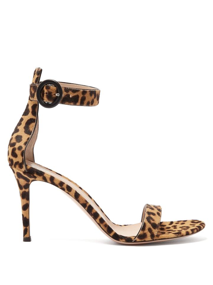 Gianvito Rossi Portofino 85 Leopard-print Calf-hair Sandals