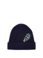 Matchesfashion.com Acne Studios - Koen Logo Embroidered Wool Blend Beanie Hat - Mens - Navy