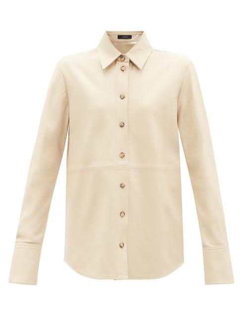 Joseph - Bruno Leather Shirt - Womens - Light Beige