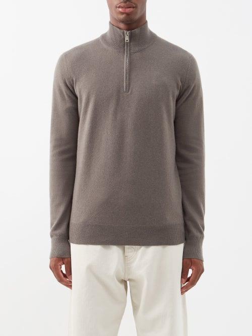 Ghiaia Cashmere - Half-zip Cashmere Sweater - Mens - Green