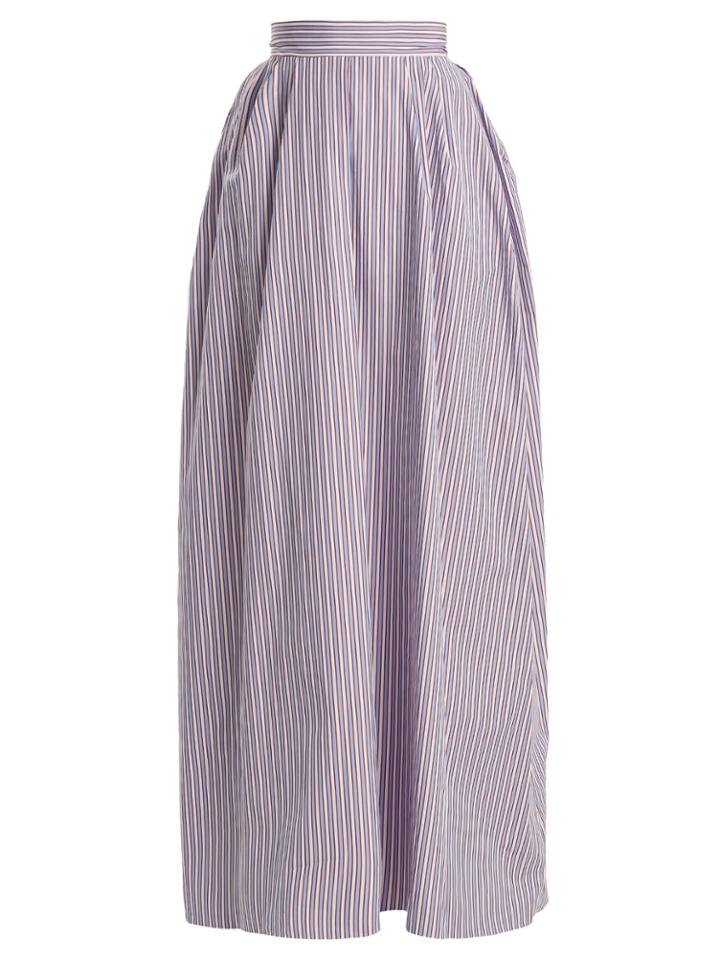 Rochas Striped Cotton-poplin Maxi Skirt