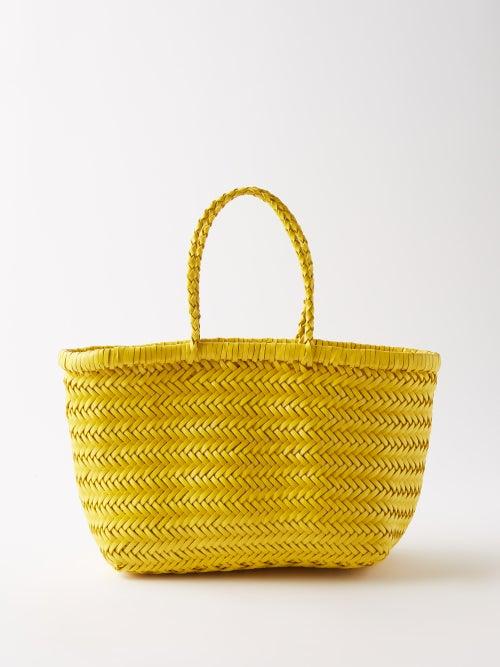 Dragon Diffusion - Triple Jump Mini Woven-leather Basket Bag - Womens - Yellow
