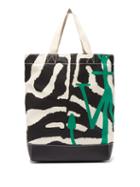 Matchesfashion.com Jw Anderson - Zebra And Leopard Print Canvas Tote Bag - Womens - Black White