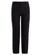 Matchesfashion.com Vetements - Logo Embroidered Straight Leg Wool Trousers - Womens - Navy