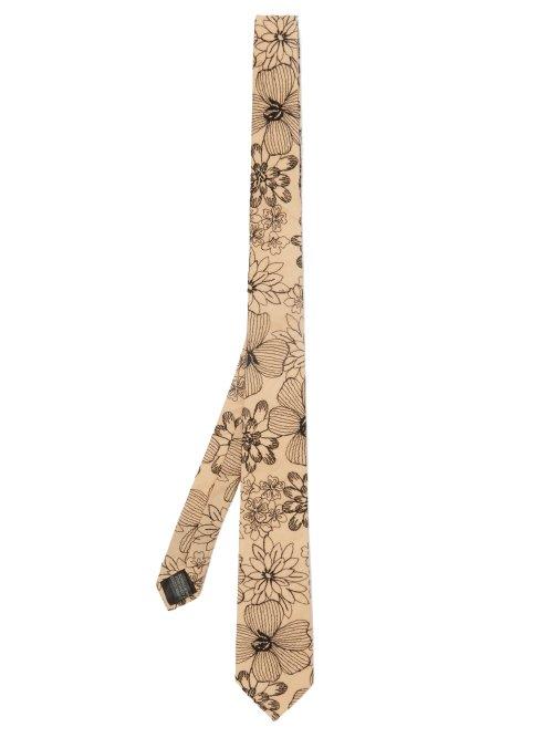 Matchesfashion.com Comme Les Loups - Florissimo Floral Embroidered Cotton Tie - Mens - White Black