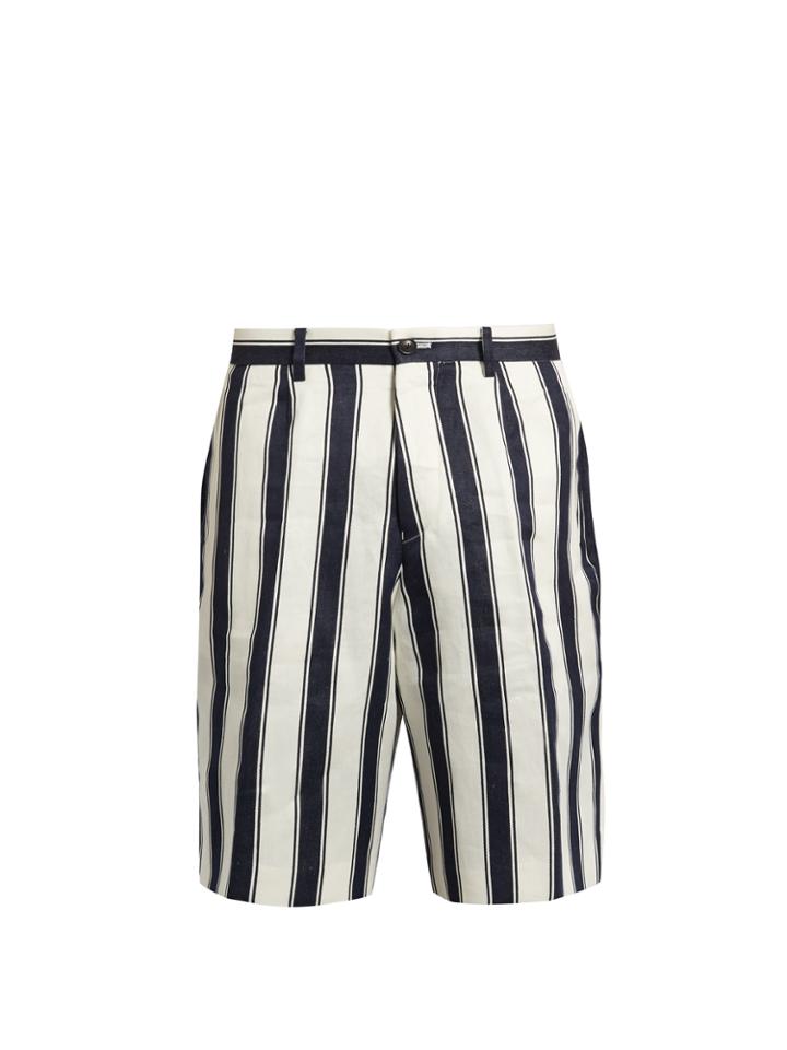 Tomorrowland Relaxed-fit Striped Linen Shorts